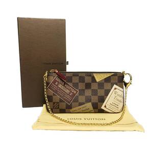 美品 LOUIS VUITTON ルイ ヴィトン ダミエ ポシェットミラMM ラベルコレクション アクセサリーポーチ N63080 エベヌ