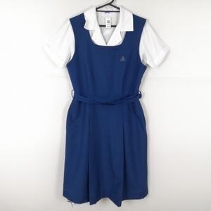 1円 ジャンパースカート 170A バスト94 ウエスト80 夏物 女子 学生服 中学 高校 花紺 制服 中古 ランクC NA8639