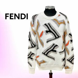 FENDI フェンディ 21aw FF フラグメント ウール クルーネック ニット セーター メンズ FZX013 AI37