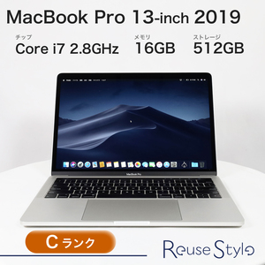 MacBook Pro 13-inch 2019 Four Thunderbolt 3 ports Cランク シルバー 512GB メモリ：16GB macOS Mojave 10.14.6 USキーボード MV9A2J/A