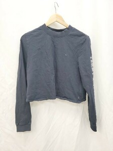 ◇ TOMMY HILFIGER トミーヒルフィガー ショート丈 ロゴ 長袖 Tシャツ カットソー サイズM ネイビー レディース P