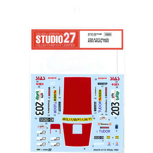 【STUDIO27】1/24 A112 Abarth #203 4Rally 1982デカール