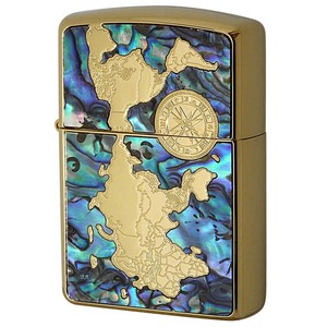 Zippo ジッポライター シェル 貝 インレイ 象嵌 ワールドマップ 銀メッキワールドマップ Shell World Map Gold Plate G