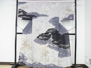 平和屋2■夏物　訪問着　絽　駒刺繍　風景花松文　暈し染め　金彩　逸品　DAAE5143op