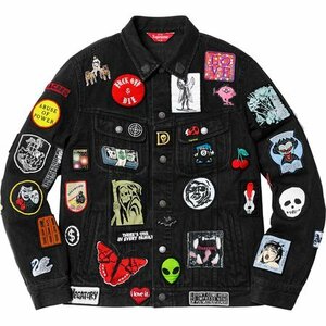 希少★新品本物【黒★L】★Patches Denim Denim Trucker Jacket パッチデニムトラッカー 正規店購入 シュプリーム 入手困難 Supreme 2018SS