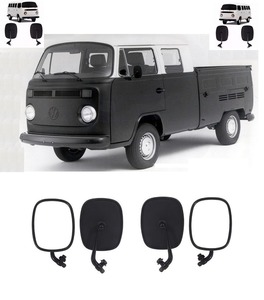 アウト サイドミラー 外 ブラック 鉄ベース 左右 ペア 2個セット 空冷VW VW T2 バス コンビ トランスポーター ベイウインドウ 1968-1979