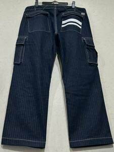 桃太郎ジーンズ MOMOTAROJEANS 出陣 01-037 ヘリンボーン カーゴ デニムパンツ 日本製 濃紺 大きいサイズ 36 　　 BJBD.F