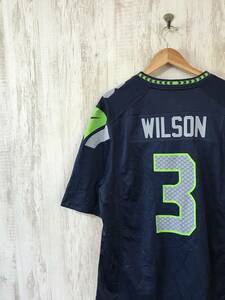 V181☆【NFL シアトル・シーホークス WILSON 3番ユニフォーム】NFL NIKE ナイキ アメフト L