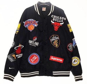 シュプリーム SUPREME × NIKE 18SS NBA TEAMS WARM UP JACKET Lサイズ ナイキ コラボ ウォームアップ ジャケット ワッペン ブラック☆AA★