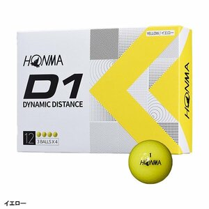 [新品・未使用]本間ゴルフ HONMA D1 ゴルフボール 1ダース（12球入）BT2201 2022年モデル カラー：イエロー 飛び系 ディスタンス系 ⑤