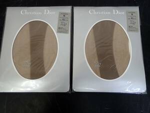 ④【未使用保管品】Christian Dior◇ワンポイント◇マチ付き◇ピアノラ◇パンティストッキング◇パンスト◇Mサイズ◇2足セット