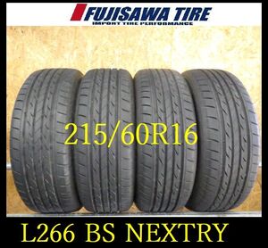 【L266】R6211224 送料無料◆2022年製造 約8部山 ◆BS NEXTRY◆215/60R16◆4本