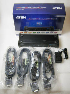 ATEN 4ポートデュアルリンクDVI対応 KVMPスイッチ（PC切替機） CS1784A（中古品）