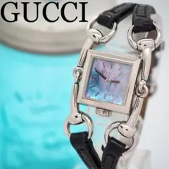 50 GUCCI 時計　シニョーリア　ブラックシェル　レディース　ホースビット