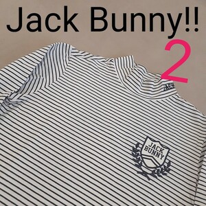 【超美品】 JACK BUNNY ジャックバニー 長袖Tシャツ ハイネック ボーダー ゴルフウェア　モックネック　レディース2　PEARLY GATES