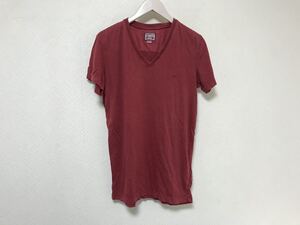 本物ディーゼルDIESELコットンVネックTシャツメンズビジネススーツアメカジサーフ赤レッドM