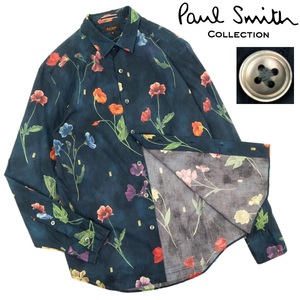 【B2979】【美品】【日本製】Paul Smith COLLECTION ポールスミスコレクション 長袖シャツ ドレスシャツ 花柄 ガーデンパーティー サイズM