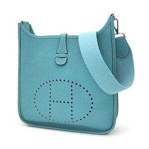 エルメス(HERMES) エブリン2 PM ショルダーバッグ □H刻 トリヨンクレマンス レザー ブルージーン シルバー金具 斜め掛けバッグ ストラップ