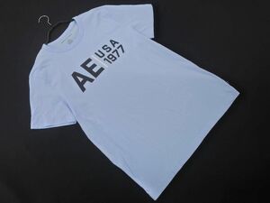 ネコポスOK AMERICAN EAGLE アメリカンイーグル ロゴ プリント Tシャツ sizeM/青 ■◆ ☆ efb0 メンズ