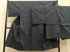 平和屋着物●男性　紬　アンサンブル　青褐色　正絹　逸品　BAAN6513pk