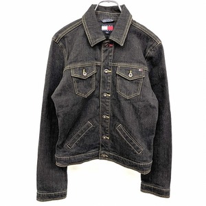 トミージーンズ TOMMY JEANS デニム トラッカージャケット Gジャン ジージャン フラッグタグ 長袖 綿×ポリウレタン S 黒 レディース