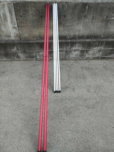 １円〜　スノーピーク snowpeak スノーピーク ウイングポール 240cm レッド 2本とおまけの180cm ４本セット ランドベース6などで使用