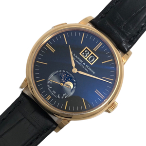 ランゲ＆ゾーネ A.LANGE&SOHNE サクソニア ムーンフェイズ 384.031 ブラック文字盤 K18PG/レザーストラップ 腕時計 メンズ 中古