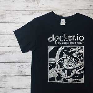 GILDAN ギルダン プリントTシャツ 時計 自転車 ブラック 幾何学模様