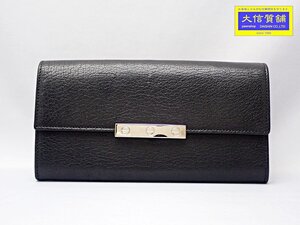 CARTIER カルティエ ラブコレクション ロングウォレット L3001375 ブラック シルバー金具 ビスモチーフ 中古B+ 【送料無料】 A-8114