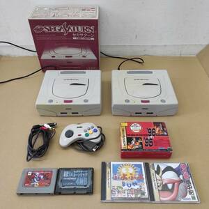 Z619-K32-3846 SEGA/ SEGASATURN セガサターン /本体 HST-3220 2点 通電確認OK /コントローラー 1点 / ソフト ぷよぷよSUN 桃太郎道中記 他