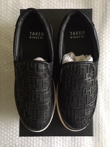 布袋寅泰 HOTEI TOMOYASU × TAKEO KIKUCHI タケオキクチ G柄 ギタリズム柄 Slip On Slipon スリッポン 黒 x 黒 24 cm 新品 即発送可