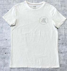 ARMANI EXCHANGE 立体ロゴ ラバープリント ストレッチ Tシャツ　　アルマーニ エクスチェンジ 半袖 伸縮性素材 ホワイト A|X 柳9677