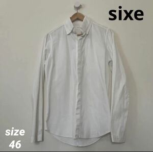 sixe メンズ 長袖シャツ size46 ねこ 猫 キャット ワンポイント