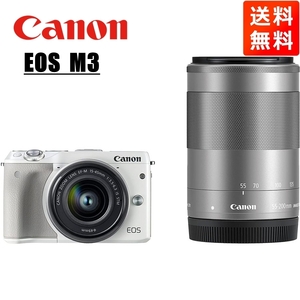 キヤノン Canon EOS M3 EF-M 15-45mm 55-200mm ダブルレンズキット ホワイト ミラーレス一眼 カメラ 中古