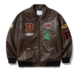 新品未使用 24-25 BSRABBIT JACKET STAR B VARSITY JACKET VINTAGE LEATHER BROWN L 即日発送 土日祝発送OK