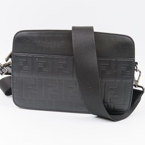 42656★1円スタート★FENDI フェンディ 中極美品 FFロゴ カメラバッグ 斜め掛けOK ショルダーバッグ レザー ブラック