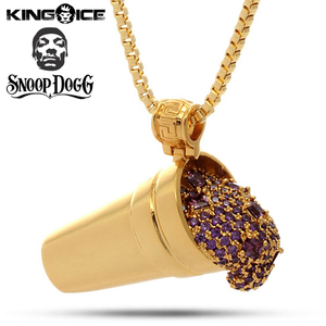 【ワンサイズ】King Ice×Designed by Snoop Dogg キングアイス×スヌープドッグ ネックレス ゴールド Purple Drank Necklace メンズ