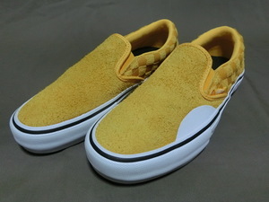 USA購入 激レア イエローALLスウェード素材仕様 チェッカー柄 バンス【Vans】Slip-On Pro (Hairy Suede) Banana 25.0㌢ 新品未使用