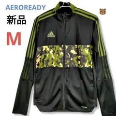 ▲新品タグ付★ADIDAS AEROREADY迷彩柄ジャージトップM黒ブラック