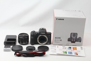 ◆超極上美品◆キヤノン Canon EOS Kiss M EF-M 15-45 IS STM レンズキット ブラック 付属品満載 元箱◇ME46239