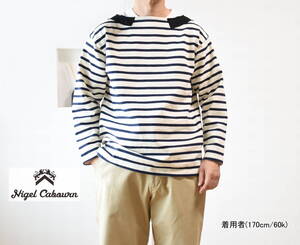 NIGEL CABOURN（ナイジェルケーボン）肉厚コットン・ブリティッシュアーミーボーダーカットソー size44　　定価24.000円　シャツ