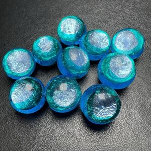 コウリブルー 10mm 10個セット 蓄光 ホタルガラス とんぼ玉 とんぼガラス 沖縄古宇利島