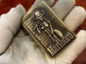 1円 ZIPPO ライター マルボロ Marlboroジッポ Zippoオイルライター真鍮製 中古品 喫煙グッズ ジッポー 火花確認済R60535