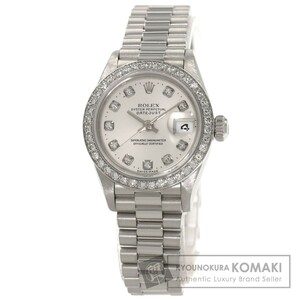 ROLEX ロレックス 79136G デイトジャスト 10P ダイヤモンド 腕時計 プラチナ PT ダイヤモンド レディース 中古