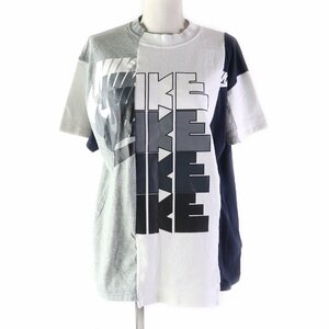 未使用品★Sacai サカイ NIKE ナイキ 再構築 ロゴプリント ハイブリッド コットン100％ 半袖Ｔシャツ マルチ S 正規品 レディース