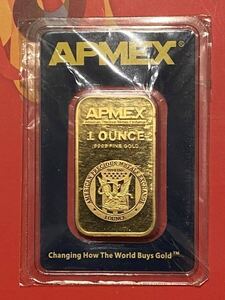 インゴット 金 アメリカ 1オンス APMEX 刻印有 ゴールド .9999 GOLD BAR 貴金属 未開封品