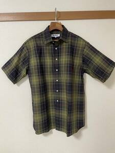 Barbour バブアー 半袖チェックシャツ 緑系タータンチェック size36 日本製