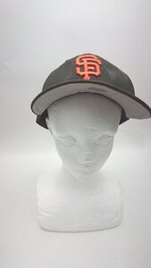 ◇ Θ NEWERA 59FIFTY ロゴ刺? キャップ ブラック オレンジ サイズ59.6 メンズ レディース E