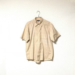 ★バーバリー ロンドン Burberry LONDON★メンズ 半袖 チェック柄 シャツ レギュラーカラー ベージュ size L