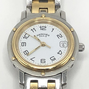 【中古】HERMES クリッパー 腕時計 CL4.220 シルバー ゴールド エルメス[240010432826]